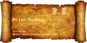 Miler Bodony névjegykártya
